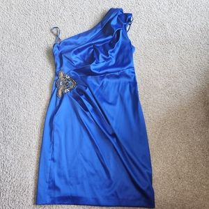 Eliza J short one shoulder blue cocktail dress